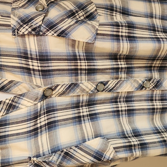 Harle, Davidson Blue Plaid Women's Top With Pearl Buttons. Xl - Picture 9 of 10